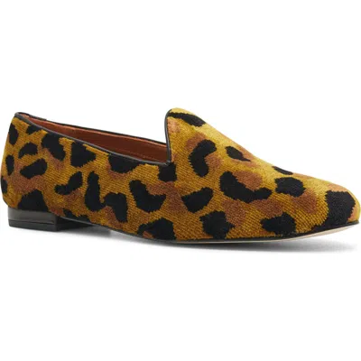 Jon Josef Gatsby Bow Velvet Venetian Loafer In Leopard Tapestry