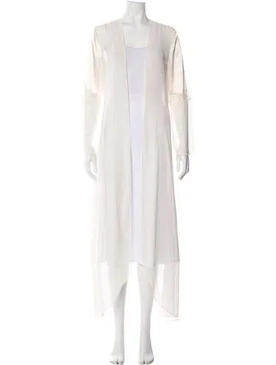 Pre-owned Jon Quil By Diane Samandi Open Front Sweater In White