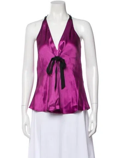 Pre-owned Jon Quil By Diane Samandi Silk Halterneck Top In Purple