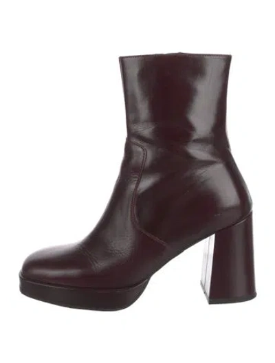 Pre-owned Jonak Leather Boots In Burgundy