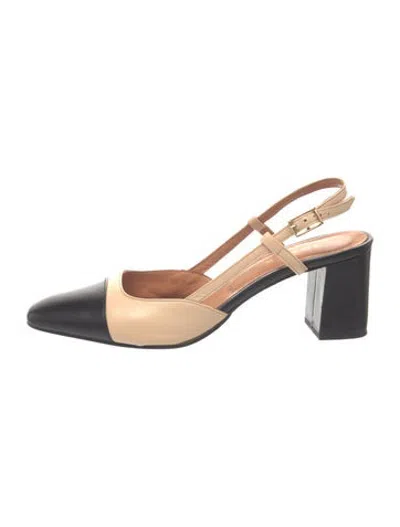 Pre-owned Jonak Leather Colorblock Pattern Slingback Pumps In Black/neutrals