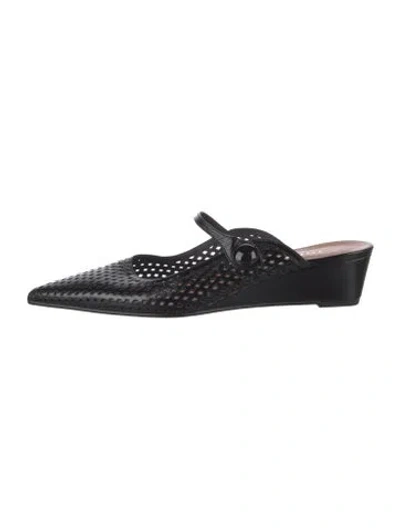Pre-owned Jonak Leather Lace Pattern Mules In Black