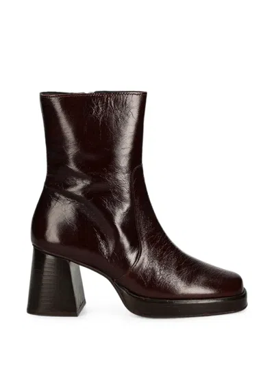 Jonak Paris Brigand Platform Square-toe Boots In Burgundy