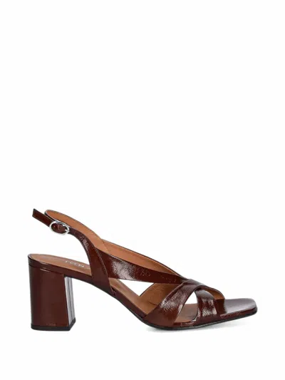 Jonak Paris Crinkled-leather Crossover Sandals In Brown