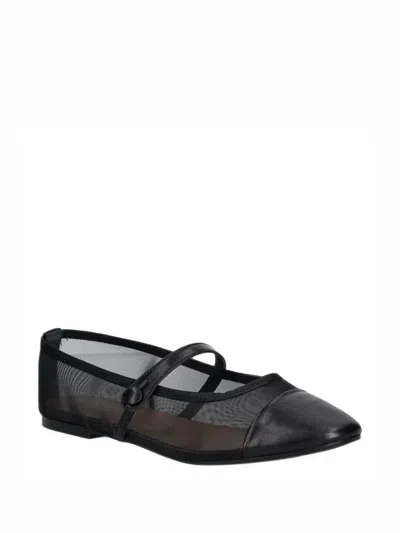 Jonak Paris Dala Mesh Leather Ballet Flats In Black