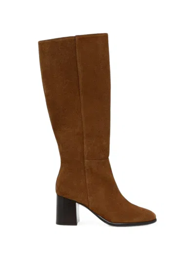 Jonak Paris Dilia Croute Suede Block-heel Knee-high Boots In Brown