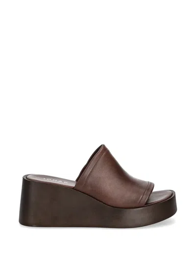 Jonak Paris Eugene Wedge-heel Leather Sandals In Brown