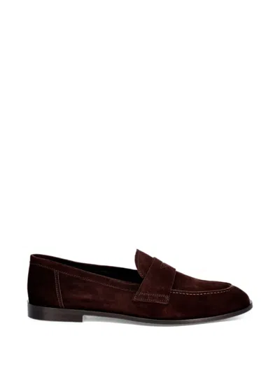 Jonak Paris Suede Penny Loafers In Brown