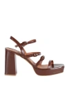 Jonak Woman Sandals Brown Size 11 Soft Leather In Brown