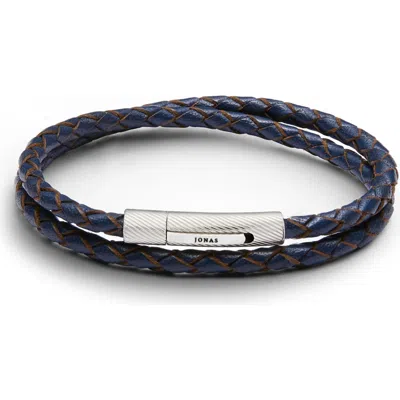 Jonas Studio Braided Leather Double Wrap Bracelet In Blue
