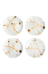 Jonathan Adler 1948 Canape Plate Set/set Of 4 In White/gold Splatter