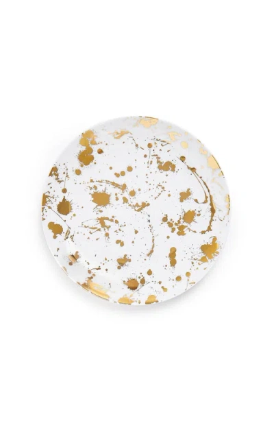 Jonathan Adler 1948 Dinner Plate In White/gold Splatter