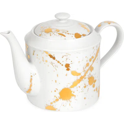Jonathan Adler 1948 Teapot In White/gold Splatter