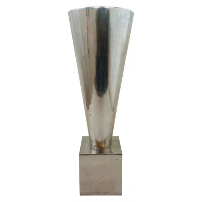 Pre-owned Jonathan Adler 1970s Modernist Aluminum Planter Vase By Az Cast Products In Transparent
