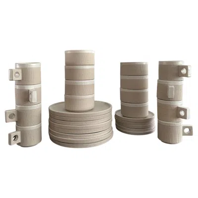 Pre-owned Jonathan Adler 29 Piece Set Of Pottery Tableware Designed By , Brazilia Pattern In Gray