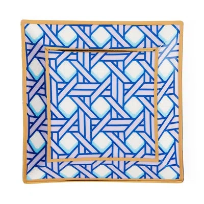 Jonathan Adler 4.5" D Porcelain Decorative Tray In Blue,orange,purple,white