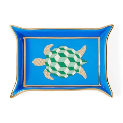 Jonathan Adler 5" D Porcelain Decorative Tray In Blue,green,orange