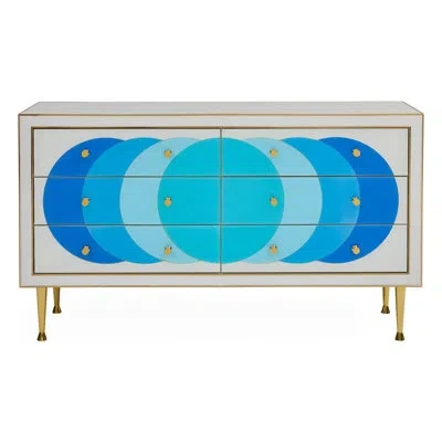 Jonathan Adler 6 Drawer 58" W Sideboard Dresser In Blue Multicolor