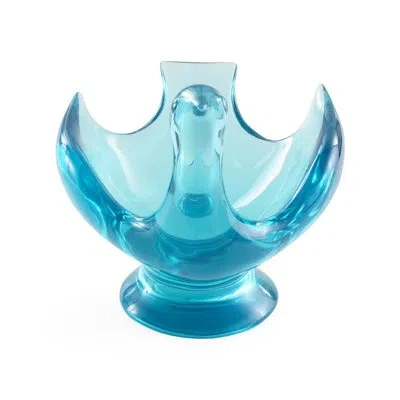 Jonathan Adler Acrylic Bird Pedestal Bowl In Blue