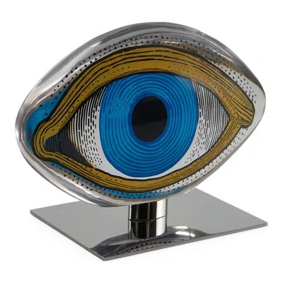 Jonathan Adler Acrylic Eye Objet In Blue,silver,tan,clear