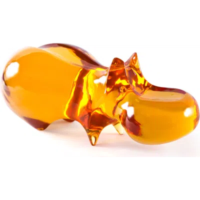 Jonathan Adler Acrylic Hippo Sculpture In Orange