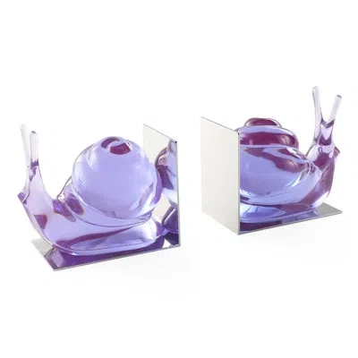Jonathan Adler Acrylic Snail Bookend Set In Purple