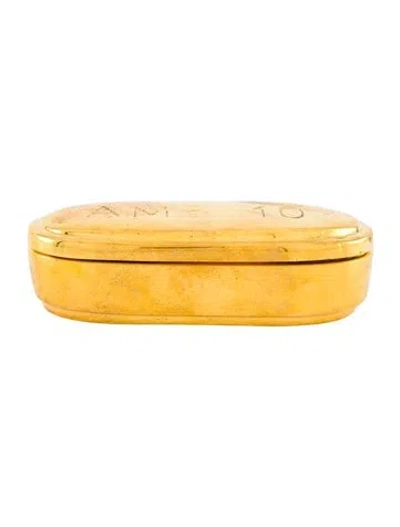 Pre-owned Jonathan Adler Amb 10 Pill Box In Gold