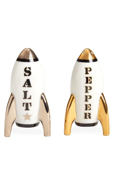 Jonathan Adler Apollo Salt And Pepper Set In Black/gold/silver