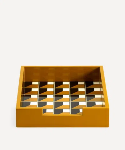Jonathan Adler Arcade Ochre Lacquer Letter Tray