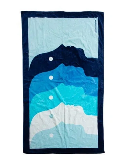 Pre-owned Jonathan Adler Atlas Printed Beach Towel In Blue