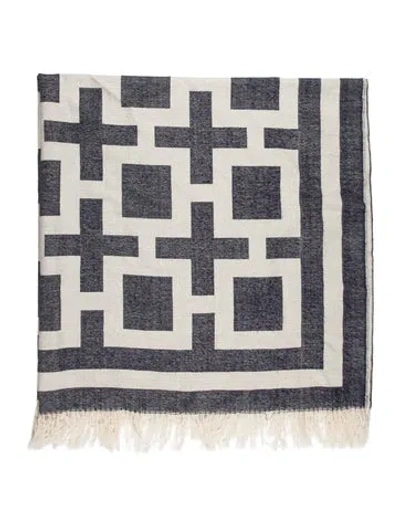 Pre-owned Jonathan Adler Baby Alpaca Throw Blanket In Blue