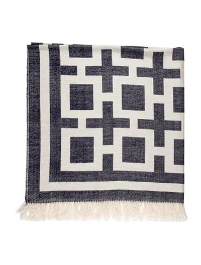 Pre-owned Jonathan Adler Baby Alpaca Throw Blanket In Blue