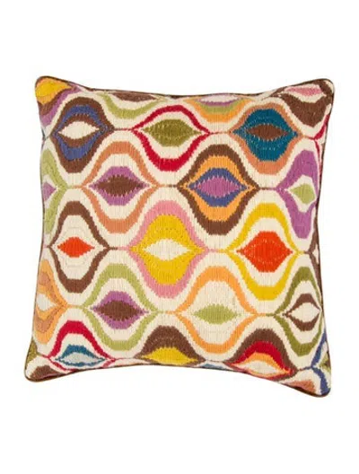 Pre-owned Jonathan Adler Bargello Throw Pillow In Brown