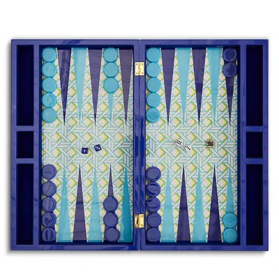 Jonathan Adler Basketweave Backgammon Set In Blue