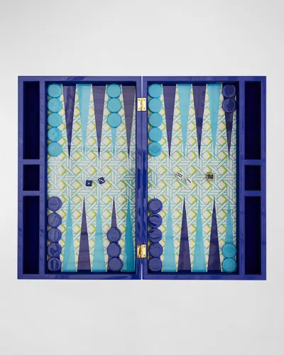 Jonathan Adler Basketweave Backgammon Set In Blue