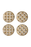 Jonathan Adler Basketweave Coaster Set In Multi