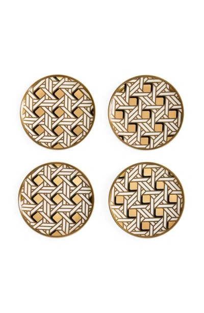 Jonathan Adler Basketweave Coasters, Set Of 4 In White