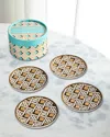 Jonathan Adler Basketweave Coaster Set In Blackgold