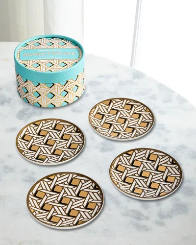 Jonathan Adler Basketweave Coasters, Set Of 4 In Blue