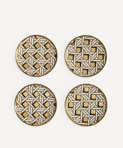 Jonathan Adler Basketweave Coasters Set Of Four In Brown