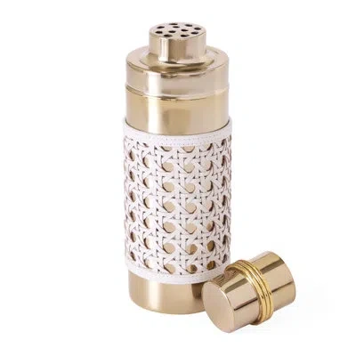 Jonathan Adler Basketweave Cocktail Shaker In Brass;ivory