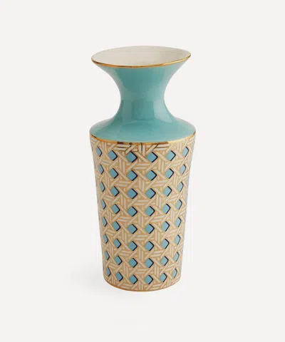 Jonathan Adler Basketweave Cuff Vase In Blue
