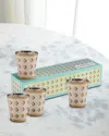 Jonathan Adler Basketweave Glassware Set In Gold
