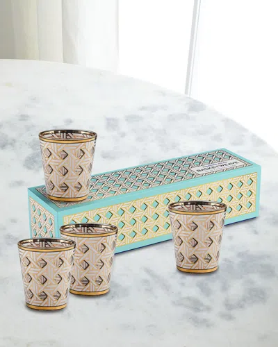 Jonathan Adler Basketweave Glassware, Set Of 4 In Gold