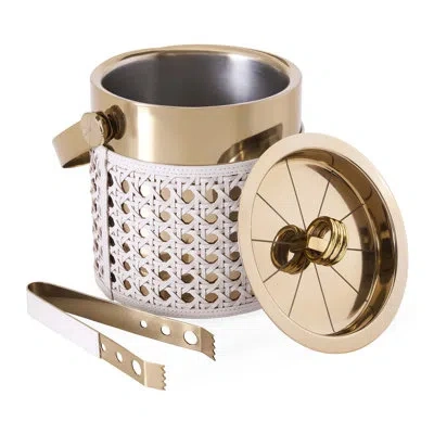 Jonathan Adler Basketweave Ice Bucket In Gold