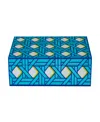 Jonathan Adler Basketweave Lacquer 10" Medium Box In Blue