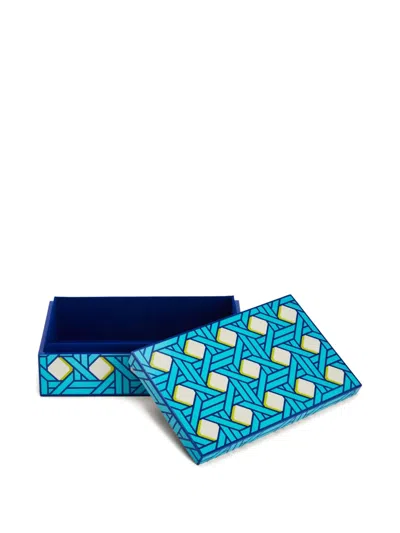 Jonathan Adler Basketweave Medium Decorative Box (25cm X 15cm) In Blue