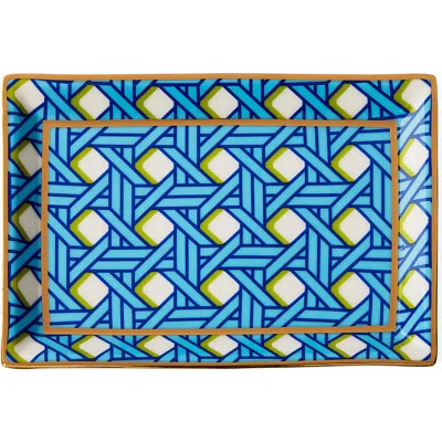 Jonathan Adler Basketweave Rectangle Tray In Multi