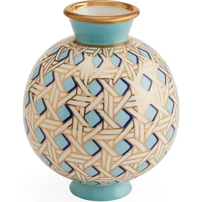 Jonathan Adler Basketweave Round Vase In Multi