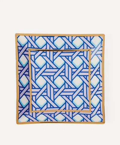 Jonathan Adler Basketweave Square Tray In Blue